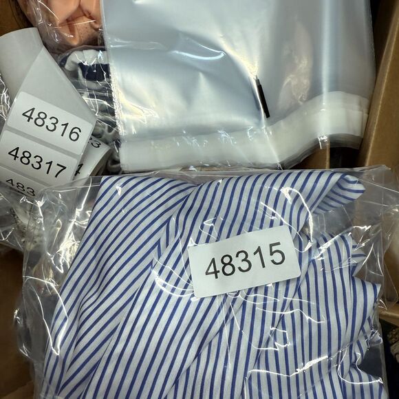 Worthington Shirt Women L Large Blue Striped Button Up Collared Short Sleeve - Picture 6 of 6